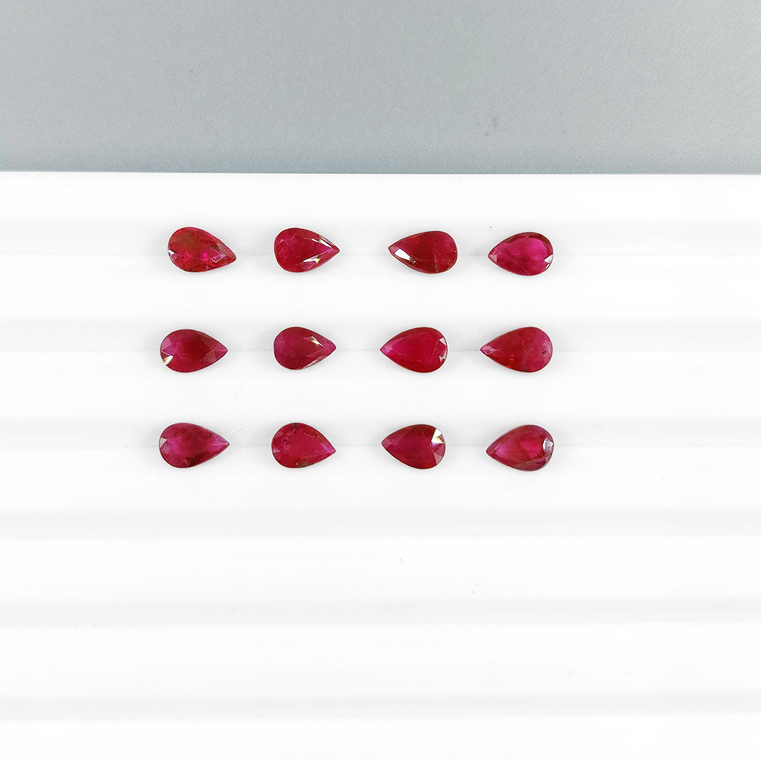 Natural Burma Untreated Ruby Heated Calibrated Pears, 6X4mm