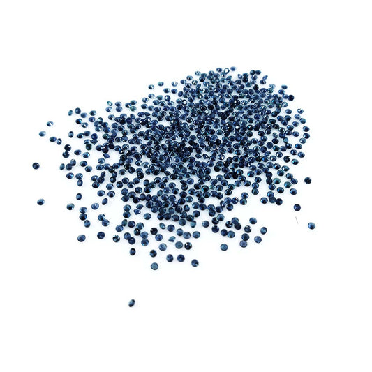 Natural Untreated Blue Sapphire Calibrated Diamond Cut Rounds | 1mm & 1.5mm