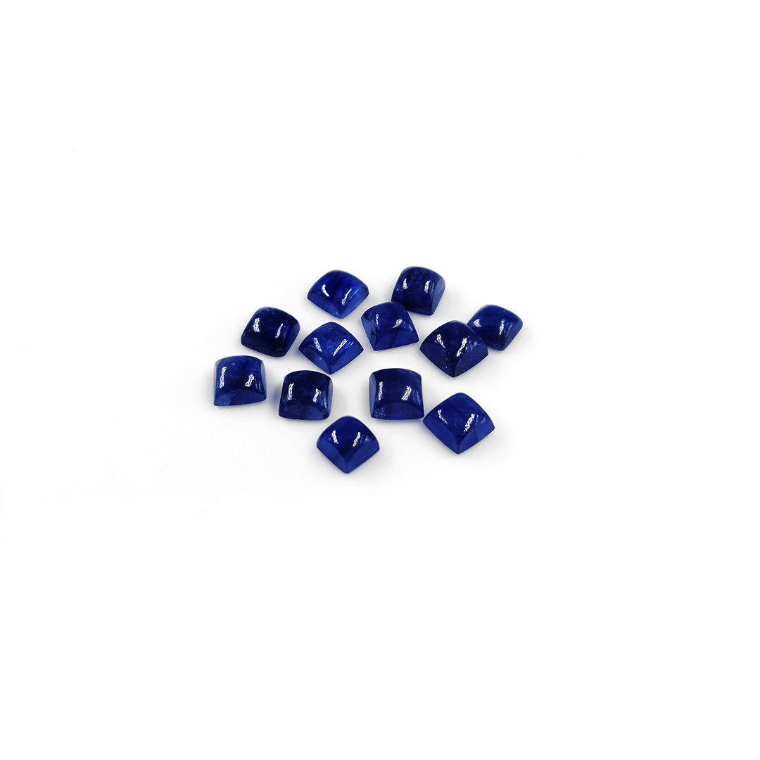 Natural  Bangkok Blue Sapphire Calibrated Cabochon Squares | 5mm & 6mm