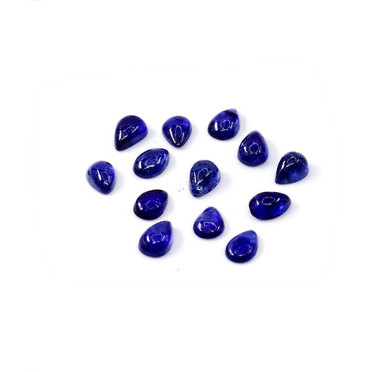 Natural Bangkok Blue Sapphire Calibrated Cabochon Pears | 5x7mm & 6x8mm