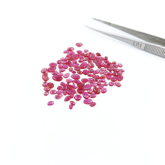 Natural Bangkok Ruby Calibrated Flat Cabochons | Mix Size