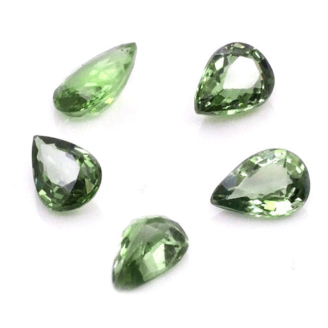Natural Untreated Green Sapphire Calibrated Pears | 3x5mm & 4x6mm