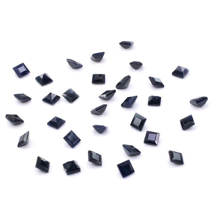 Natural Untreated Black Sapphire Calibrated Squares | 3mm & 4mm