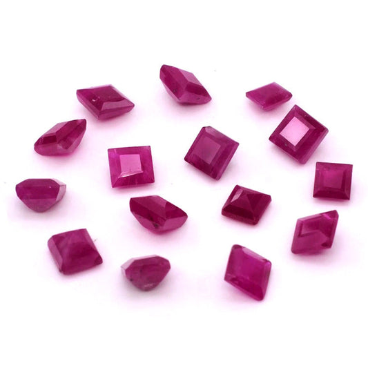 Natural African Untreated Calibrated Ruby Square | 5mm & 6mm