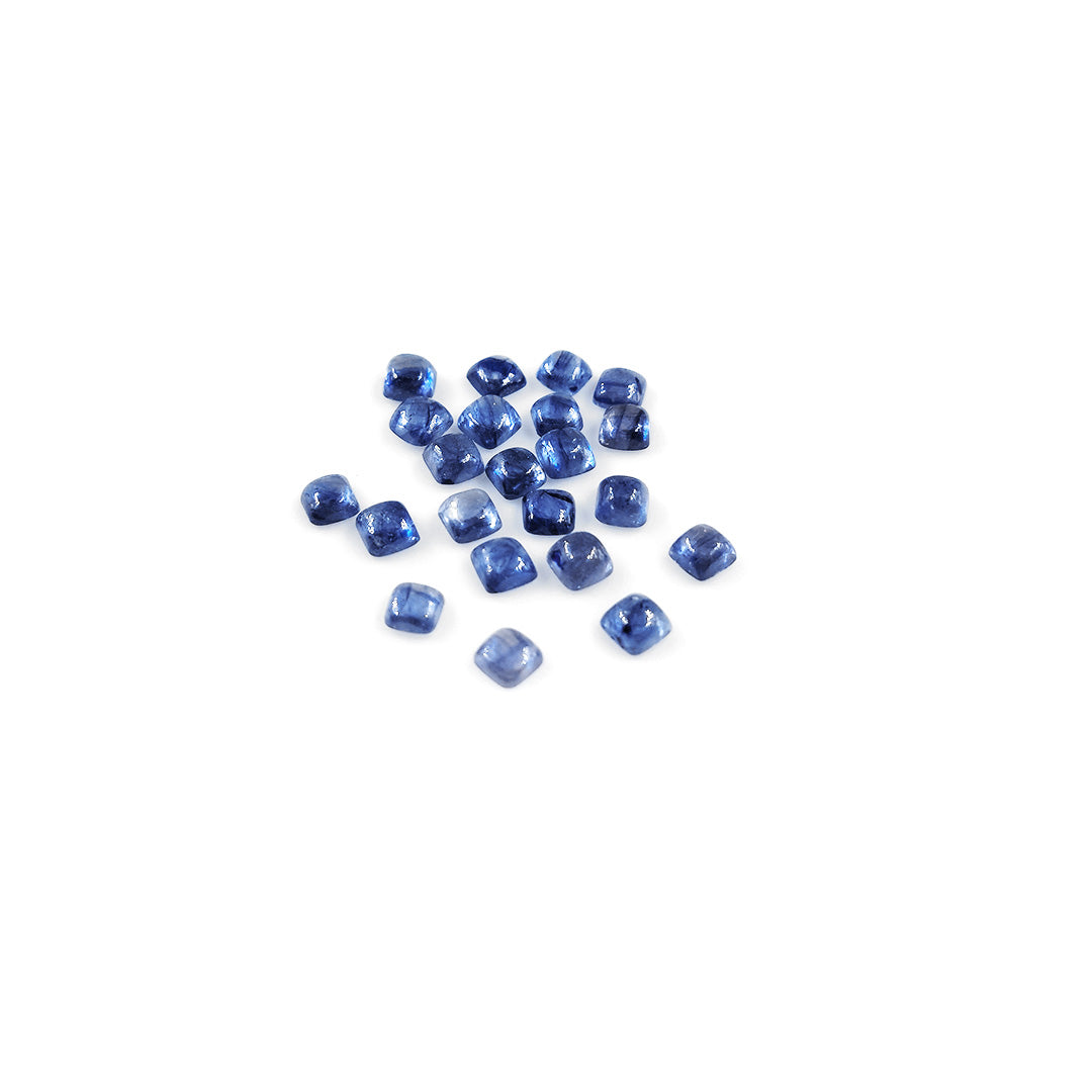 Natural  Bangkok Blue Sapphire Calibrated Cabochon Squares | 3.5mm & 4mm
