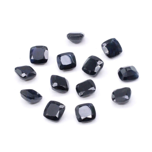 Natural Untreated Black Sapphire Calibrated Cushions | 5mm & 6mm