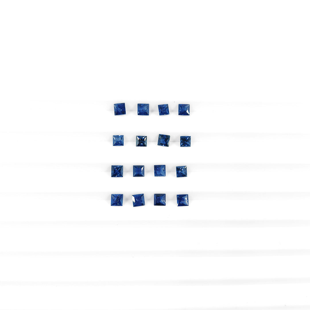 Natural Untreated Blue Sapphire Calibrated Square | 3mm & 3.5mm