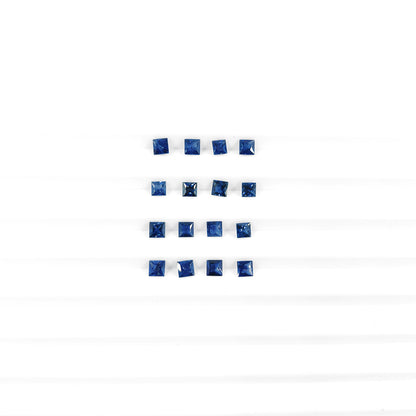 Natural Untreated Blue Sapphire Calibrated Square | 3mm & 3.5mm