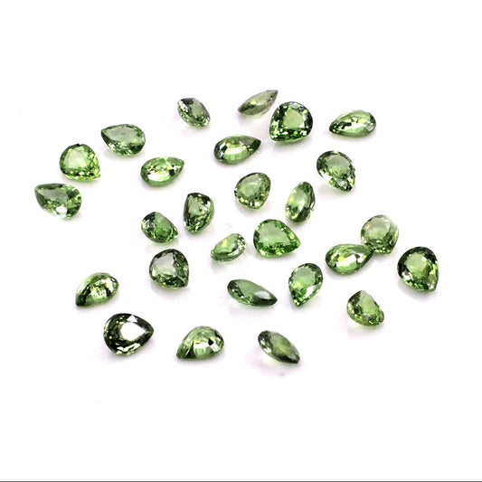 Natural Untreated Green Sapphire Calibrated Pears | 3x4mm & 4x5mm