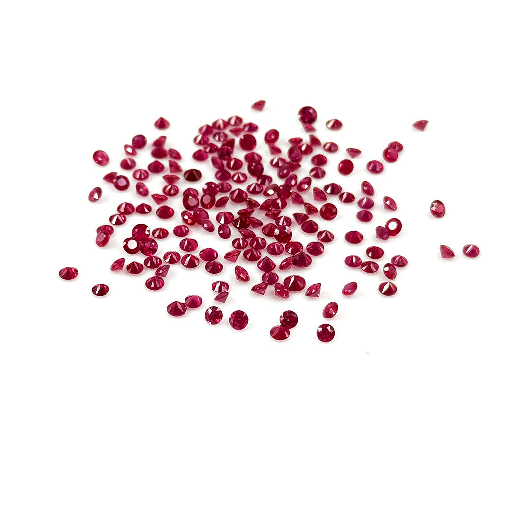 Natural Burma Untreated Ruby Calibrated Diamond Rounds | 3mm & 3.5mm