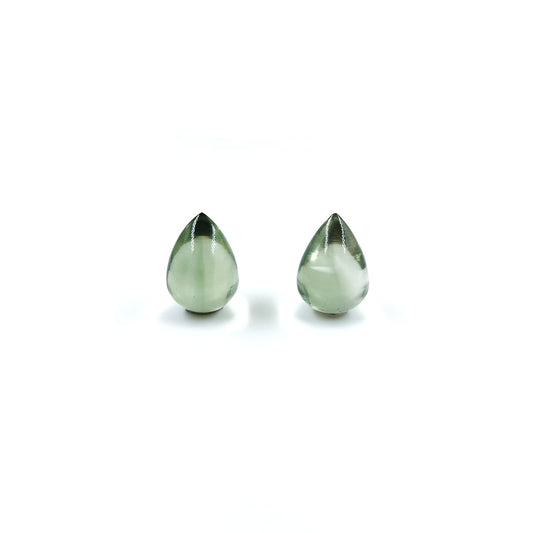 Natural Green Amethyst Plain Drops Matching Pair