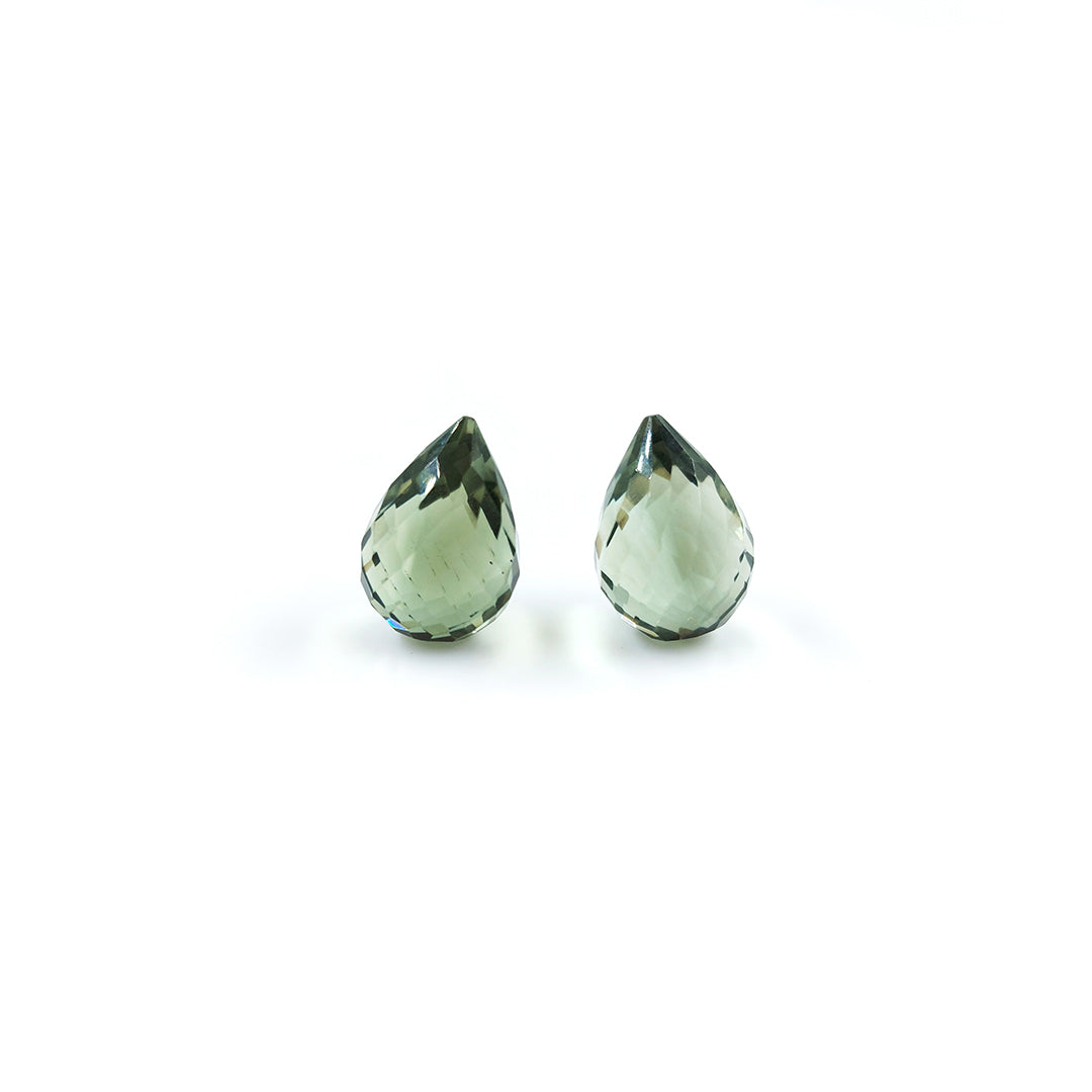 Natural Green Amethyst Fancy Checker Cut Drops