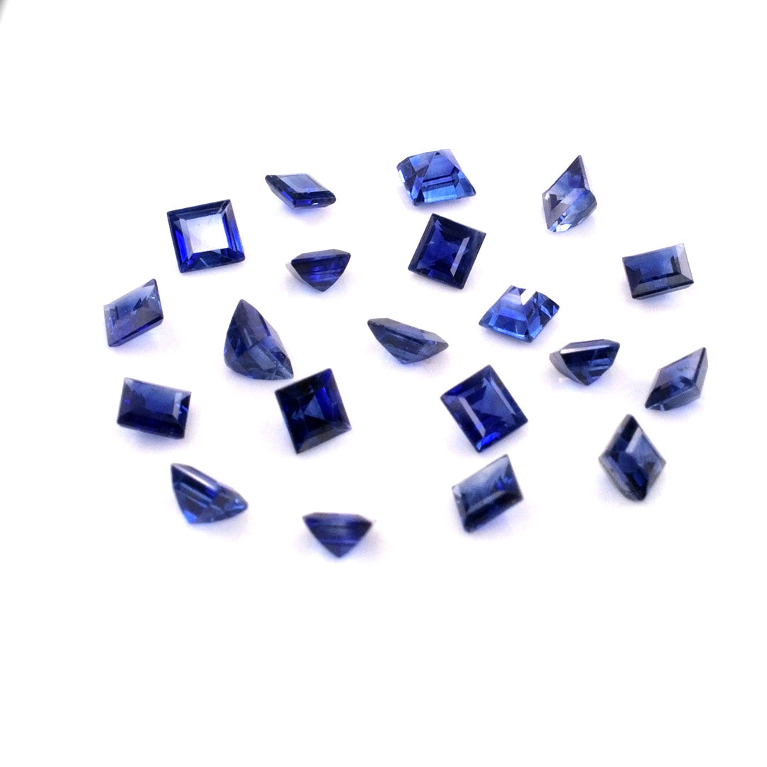 Natural Untreated Blue Sapphire Calibrated Squares | 3mm & 3.5mm