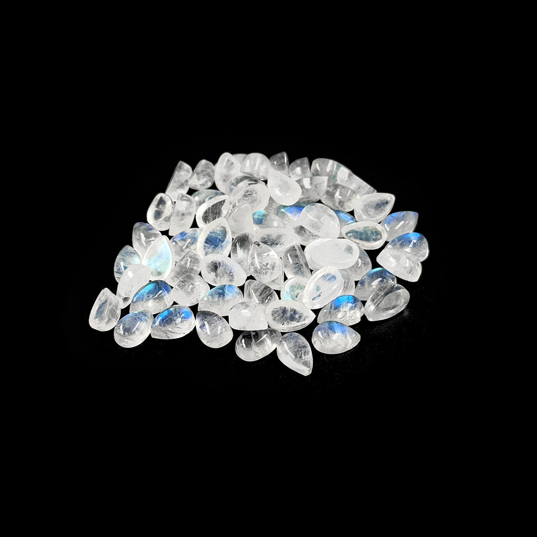 Natural Moon Stone Calibrated Cabochon Pears | 5x7mm & 6x8mm