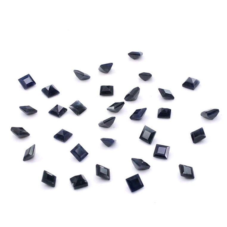 Natural Untreated Black Sapphire Calibrated Squares | 5mm & 6mm