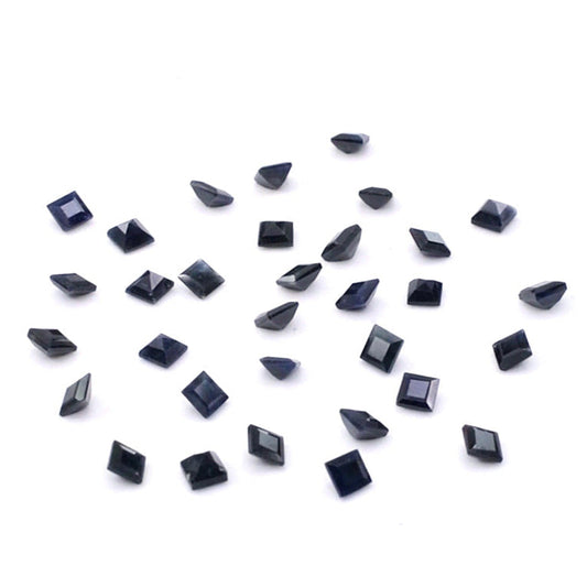 Natural Untreated Black Sapphire Calibrated Squares | 5mm & 6mm