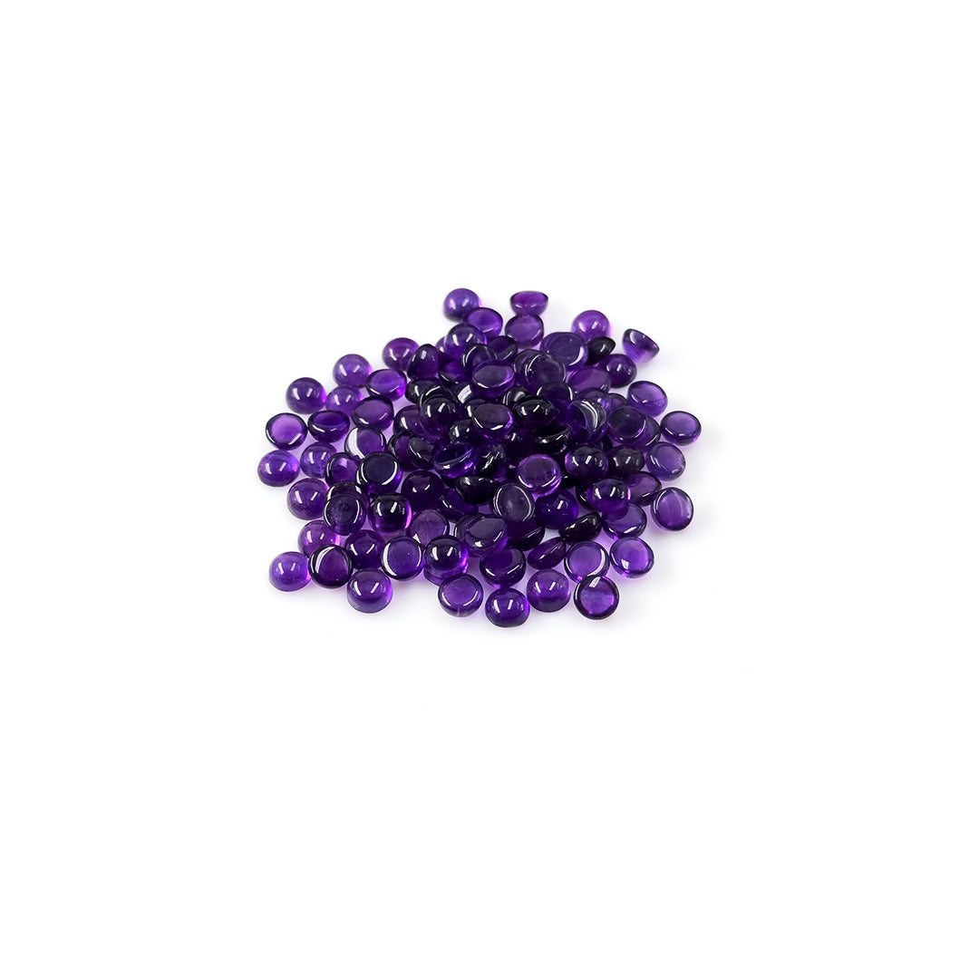 Natural Amethyst Calibrated Cabochon Rounds | 5mm & 6mm