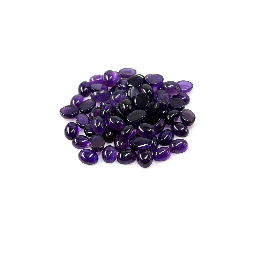 Natural Amethyst Calibrated Cabochon Ovals | 5x7mm & 6x8mm