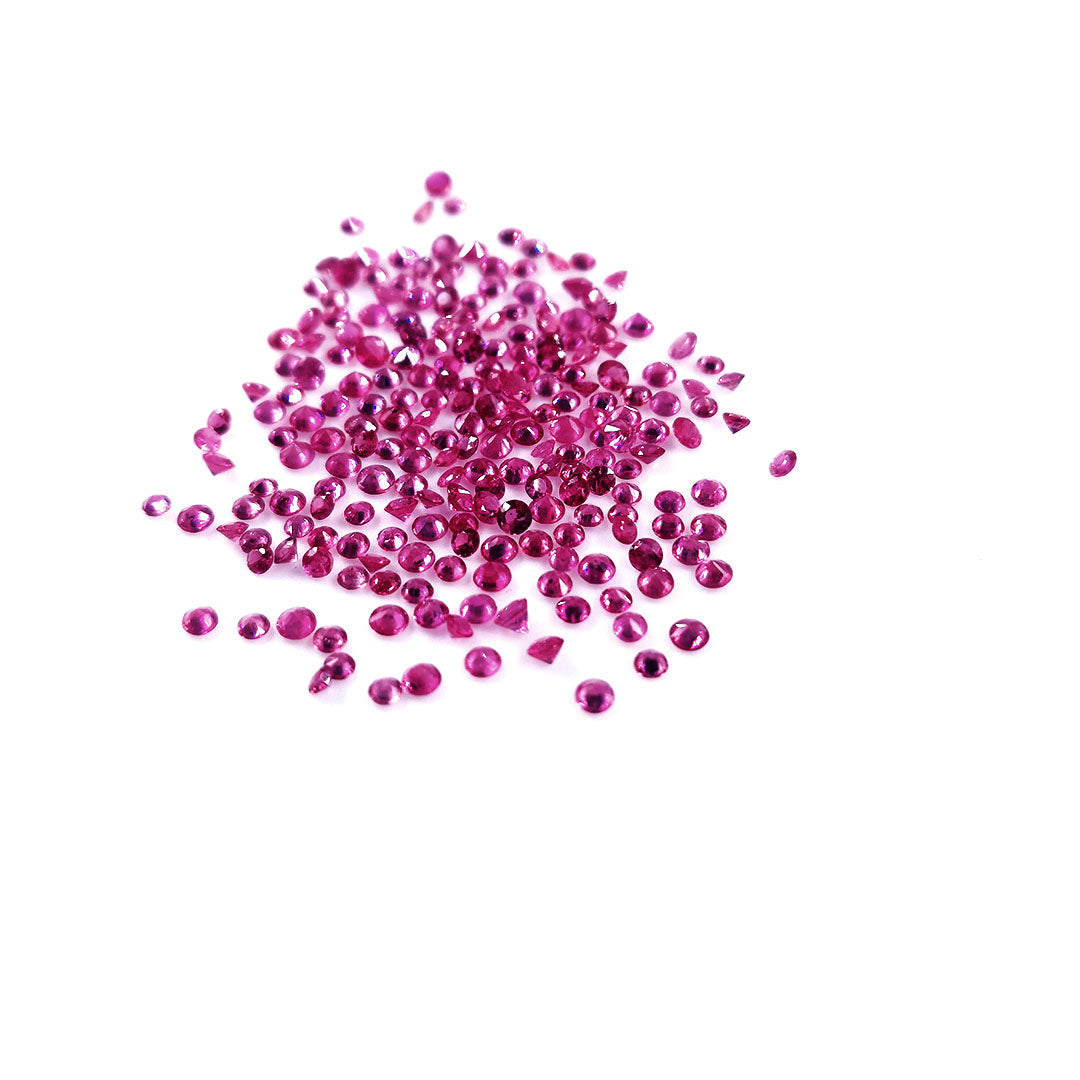 Natural Burma Untreated Ruby Calibrated Diamond Cut Rounds | 1.5mm & 2mm