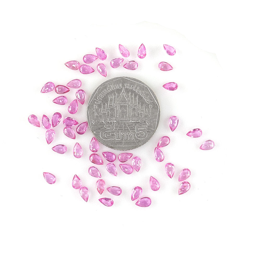 Natural Mozambique pink Sapphire Calibrated  Pears | 5x7mm