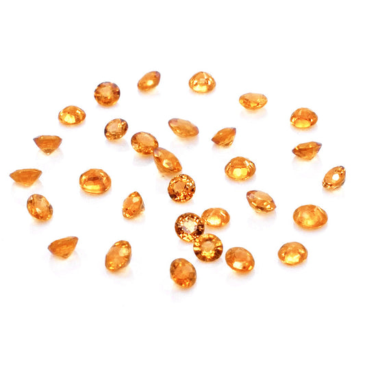 Natural Untreated Orange Sapphire Calibrated Rounds | 2mm & 2.5mm