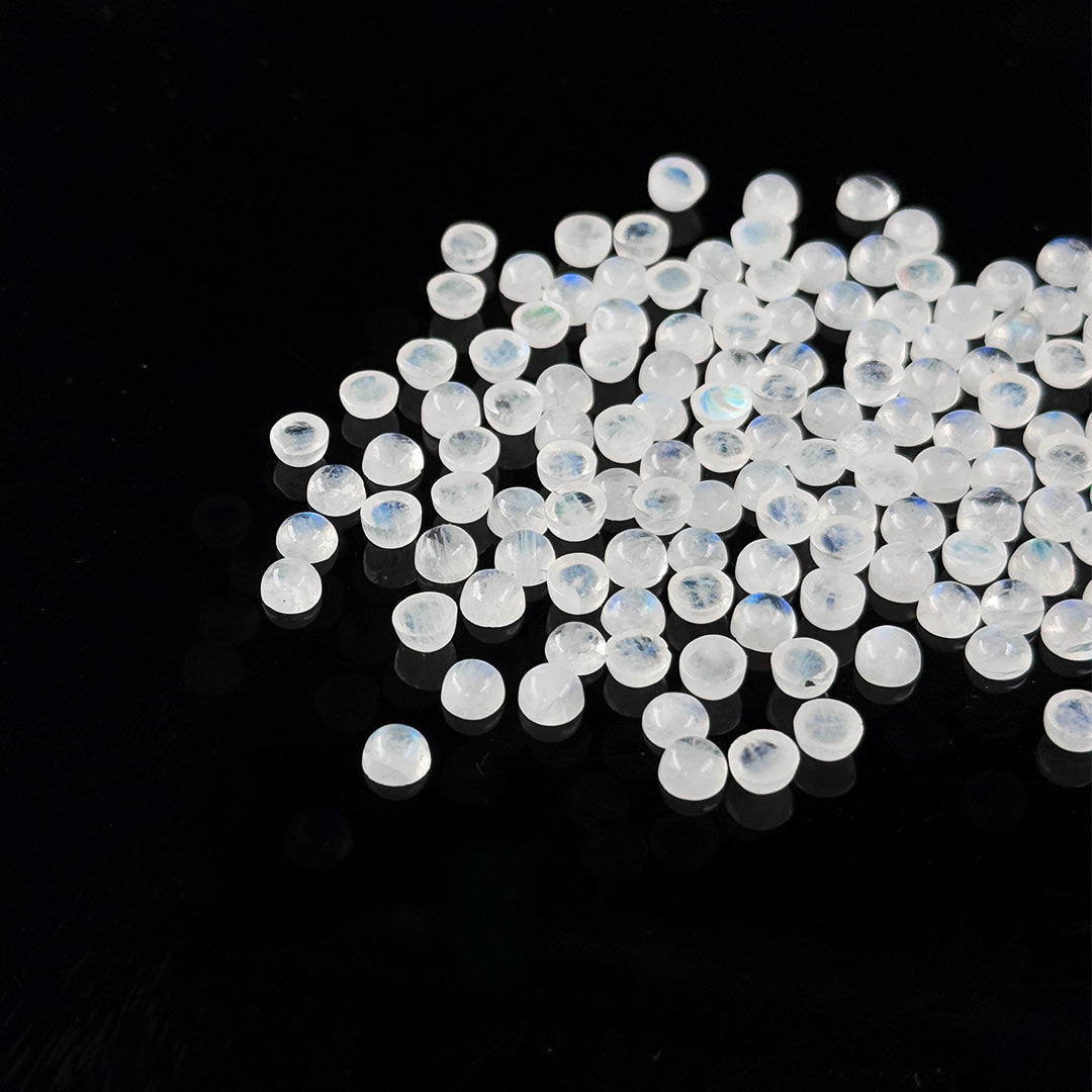 Natural Moon Stone Calibrated Cabochon Rounds | 3mm & 4mm