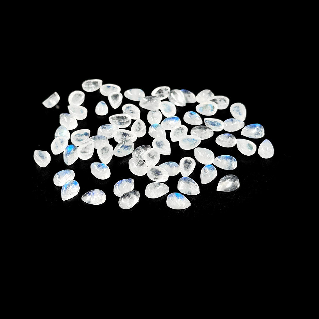 Natural Moon Stone Calibrated Cabochon Pears | 5x7mm & 6x8mm