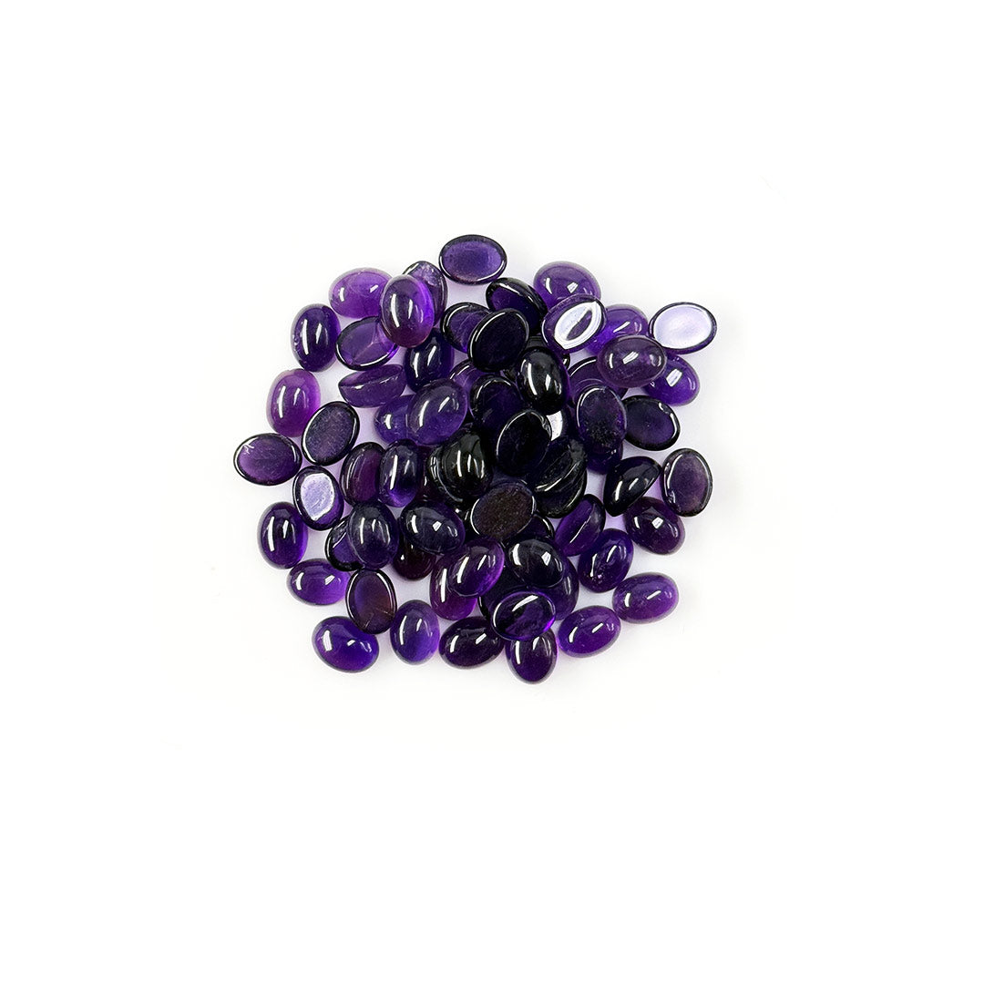 Natural Amethyst Calibrated Cabochon Ovals | 5x7mm & 6x8mm