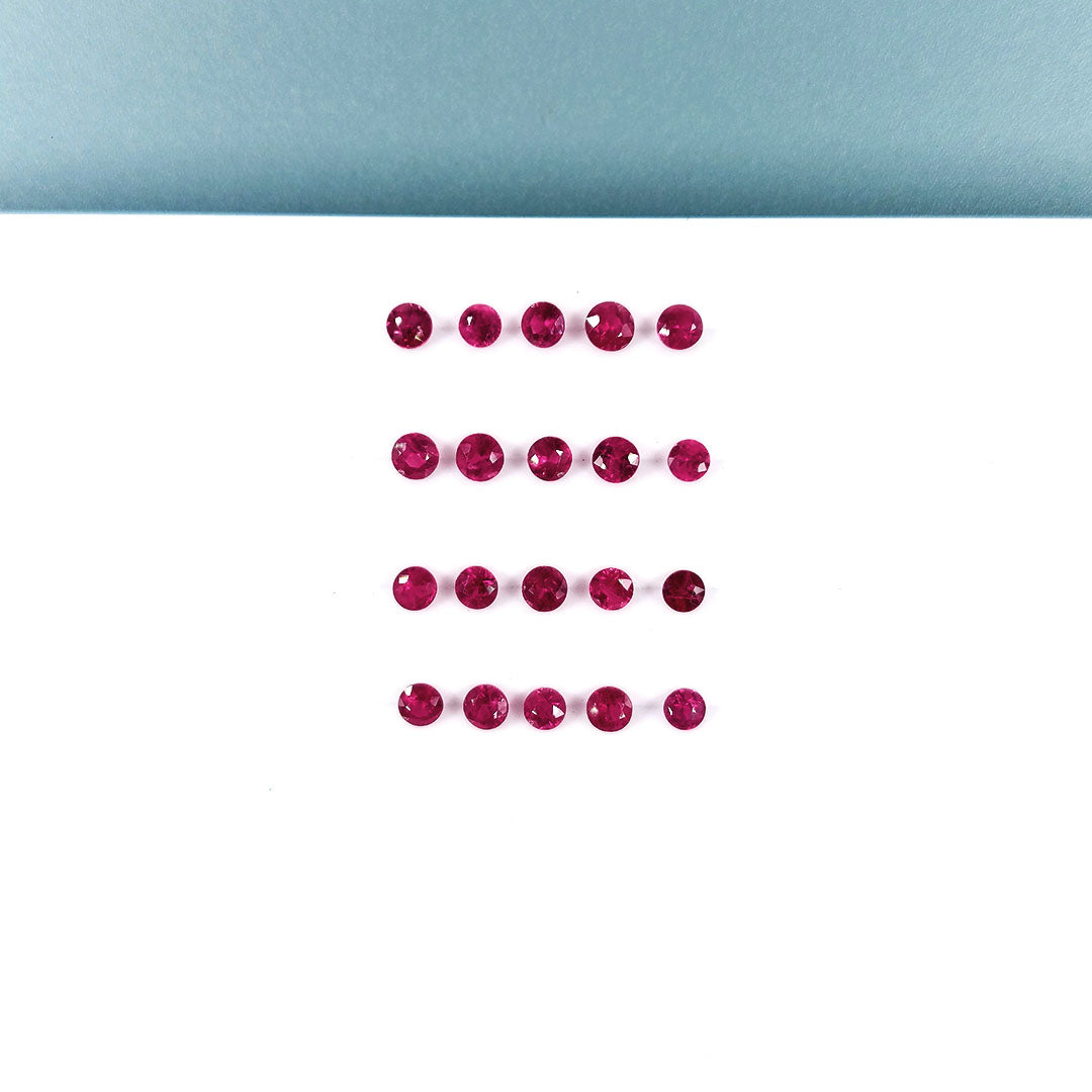 Natural Burma Untreated Ruby Calibrated Diamond Cut Rounds 3mm