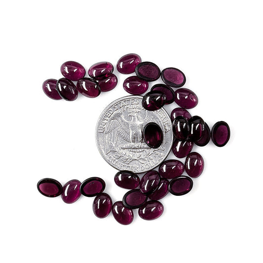 Natural African Rhodolite Calibrated Cabochon Ovals | 5x7mm & 6x8mm