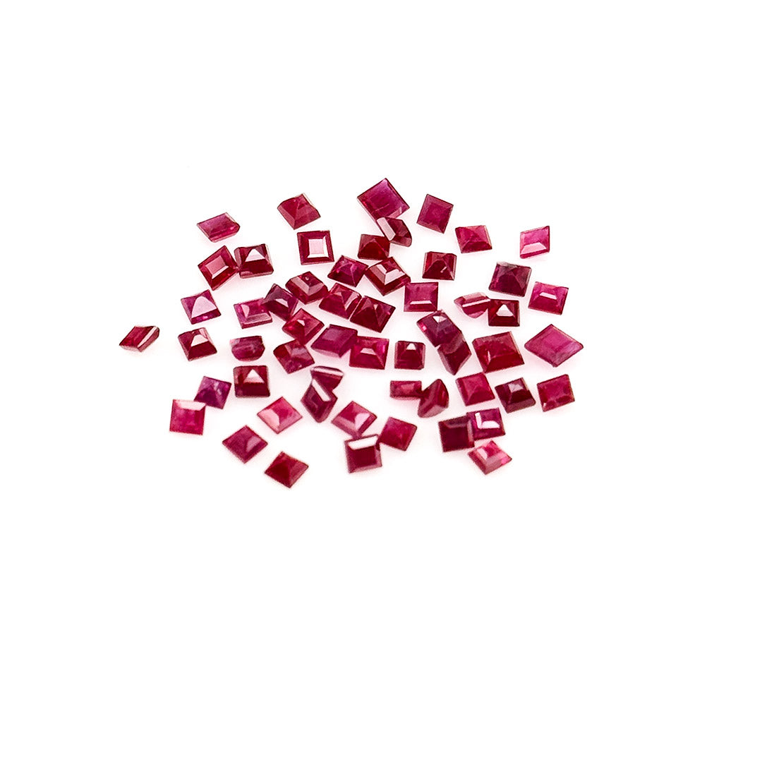 Natural Mozambique Untreated Ruby Calibrated Squares | 2mm & 2.5mm