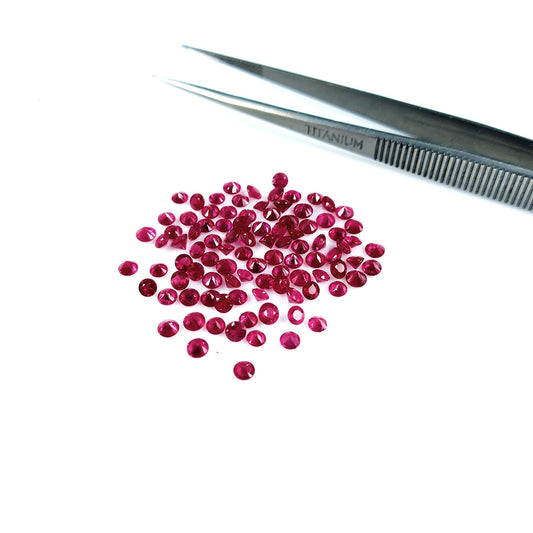 Natural Burma Untreated Ruby Calibrated Diamond Cut Rounds 3mm