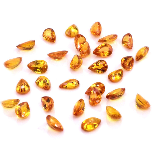 Natural Untreated Orange Sapphire Calibrated Pears | 3x5mm & 4x6mm