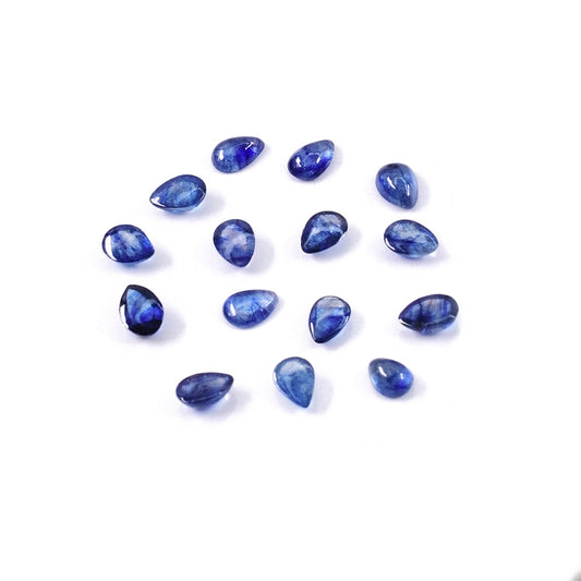 Natural Bangkok Blue Sapphire Calibrated Cabochon Pears | 5x7mm & 6x8mm