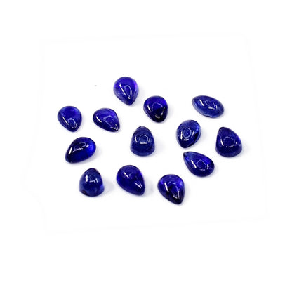 Natural Bangkok Blue Sapphire Calibrated Cabochon Pears | 5x7mm & 6x8mm