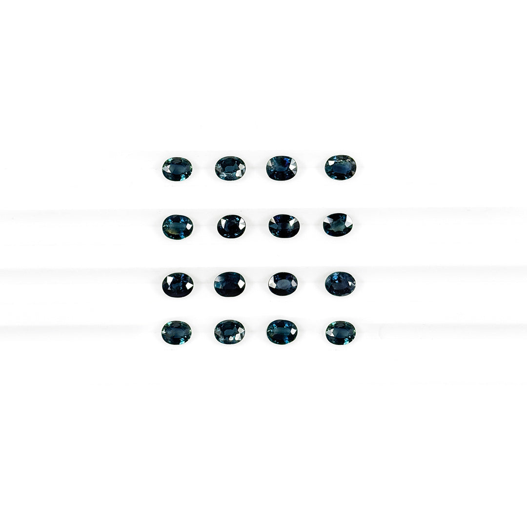 Natural Untreated Teal Sapphire Calibrated Ovals 5x6mm