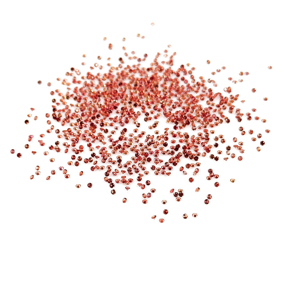Natural Untreated Orange Sapphire Calibrated Diamond Cut Rounds 1.5mm