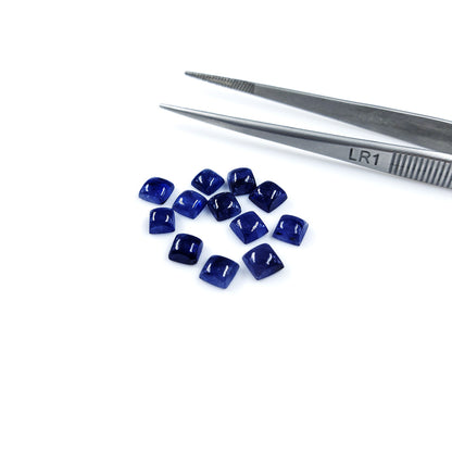 Natural  Bangkok Blue Sapphire Calibrated Cabochon Squares | 5mm & 6mm