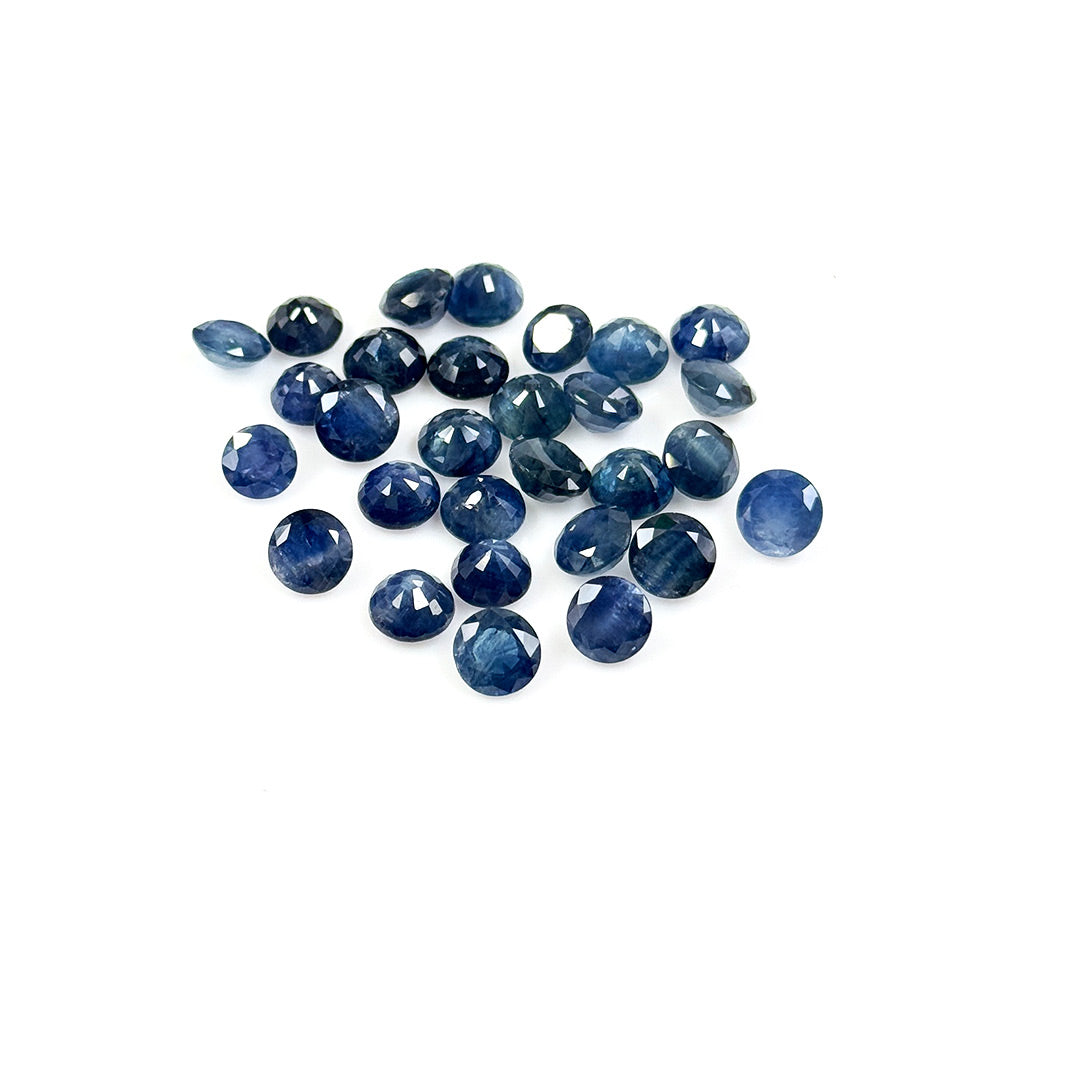 Natural Untreated Blue Sapphire Calibrated Rounds | 7mm & 8mm