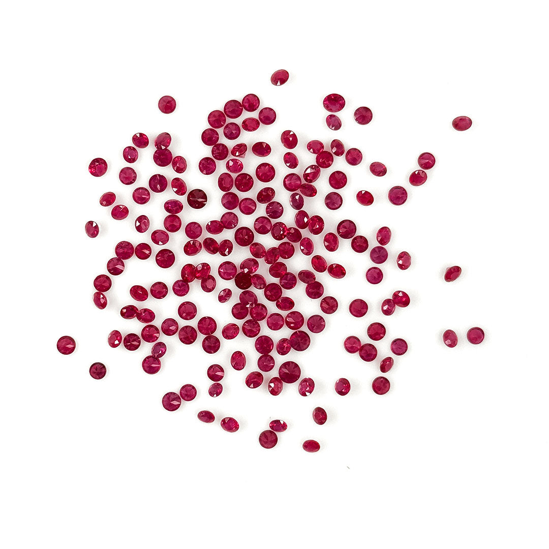 Natural Burma Untreated Ruby Calibrated Diamond Rounds | 3mm & 3.5mm