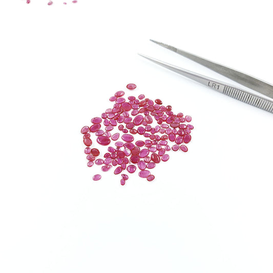 Natural Bangkok Ruby Calibrated Flat Cabochons | Mix Size