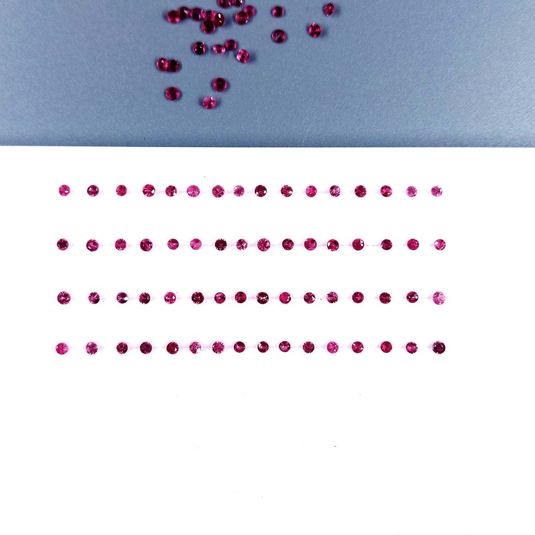 Natural Burma Untreated Ruby Calibrated Diamond Cut Rounds | 1.5mm & 2mm