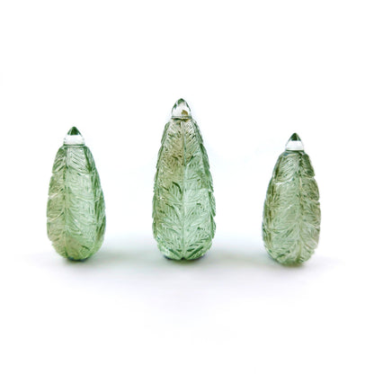 Natural Green Amethyst Fancy Carvings Matching Pair
