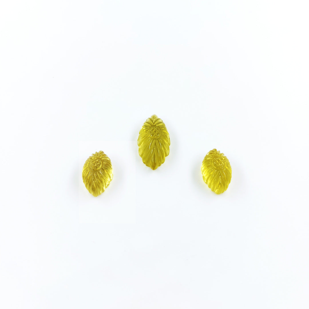 Natural lemon Quartz Fancy Carvings Matching Pair