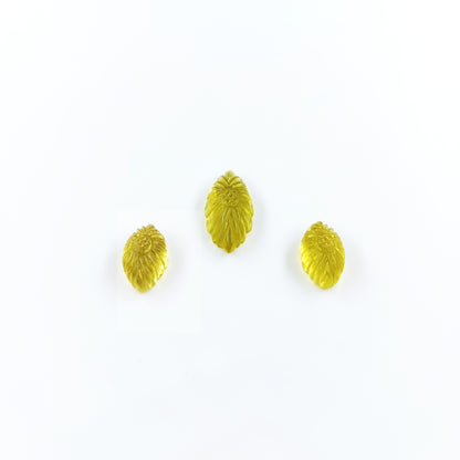 Natural lemon Quartz Fancy Carvings Matching Pair