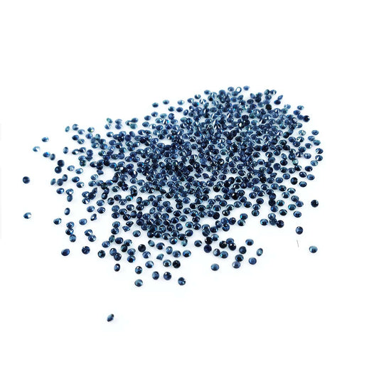 Natural Untreated Blue Sapphire Calibrated Diamond Cut Rounds | 1mm & 1.5mm