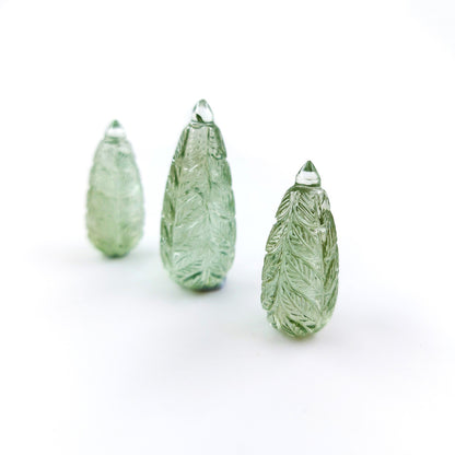 Natural Green Amethyst Fancy Carvings Matching Pair