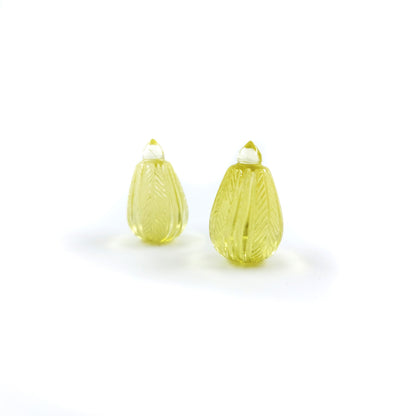 Natural lemon Quartz Fancy Carvings Matching Pair