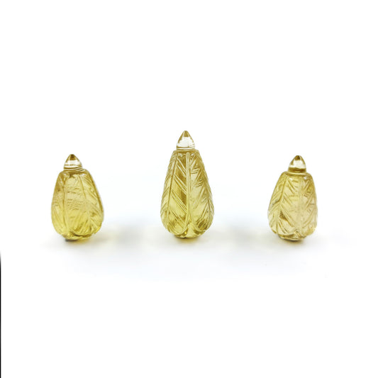 Natural lemon Quartz Fancy Carvings Matching Pair