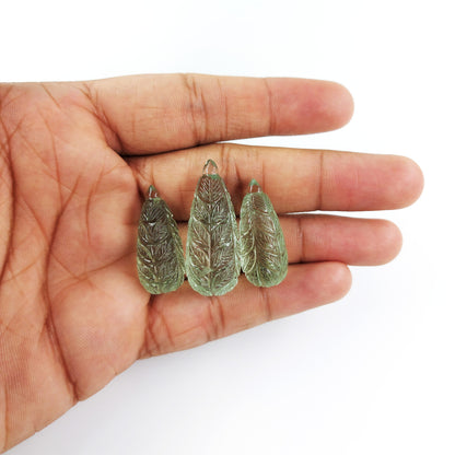 Natural Green Amethyst Fancy Carvings Matching Pair